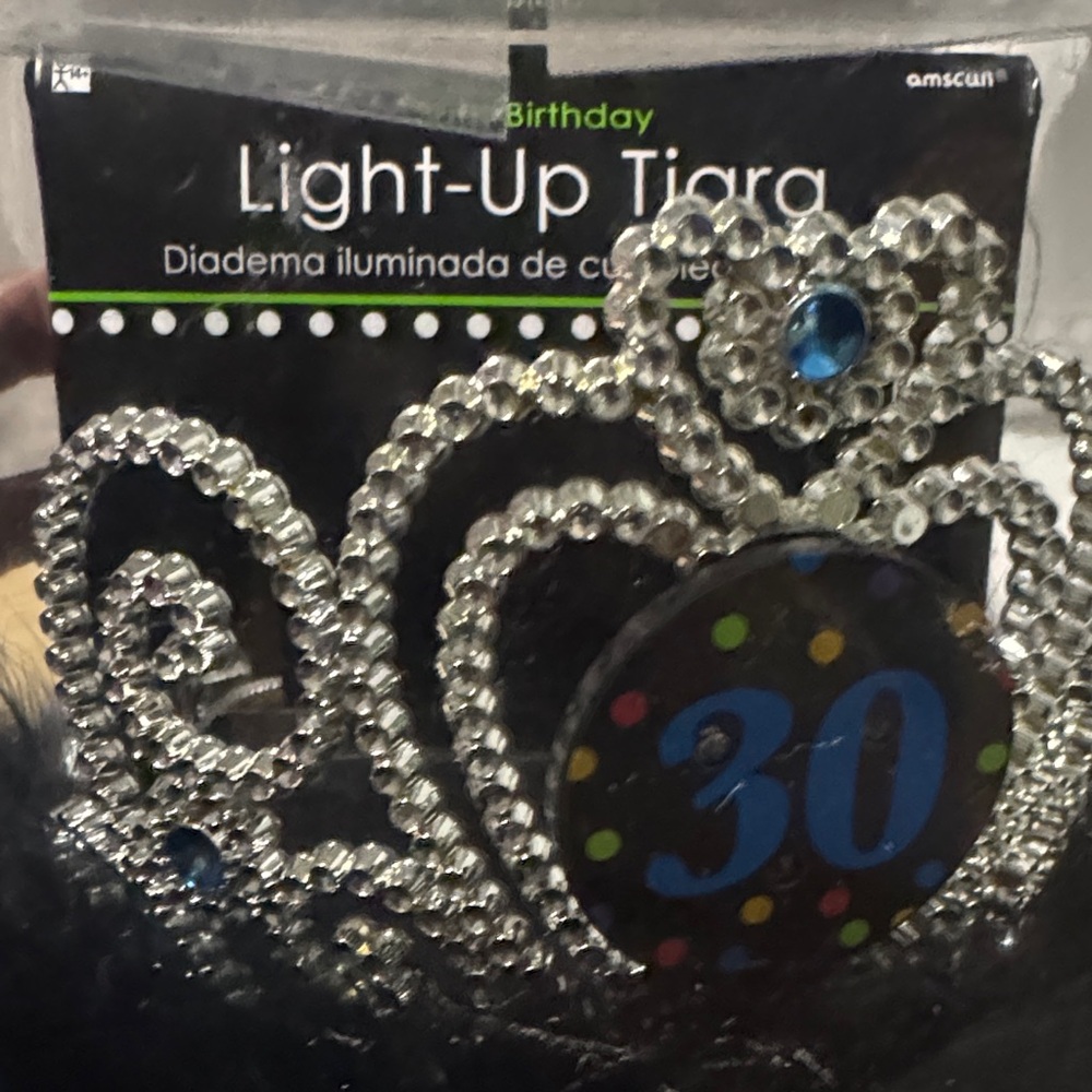Amscan Silver Light-Up Tiara with Blue Gem
